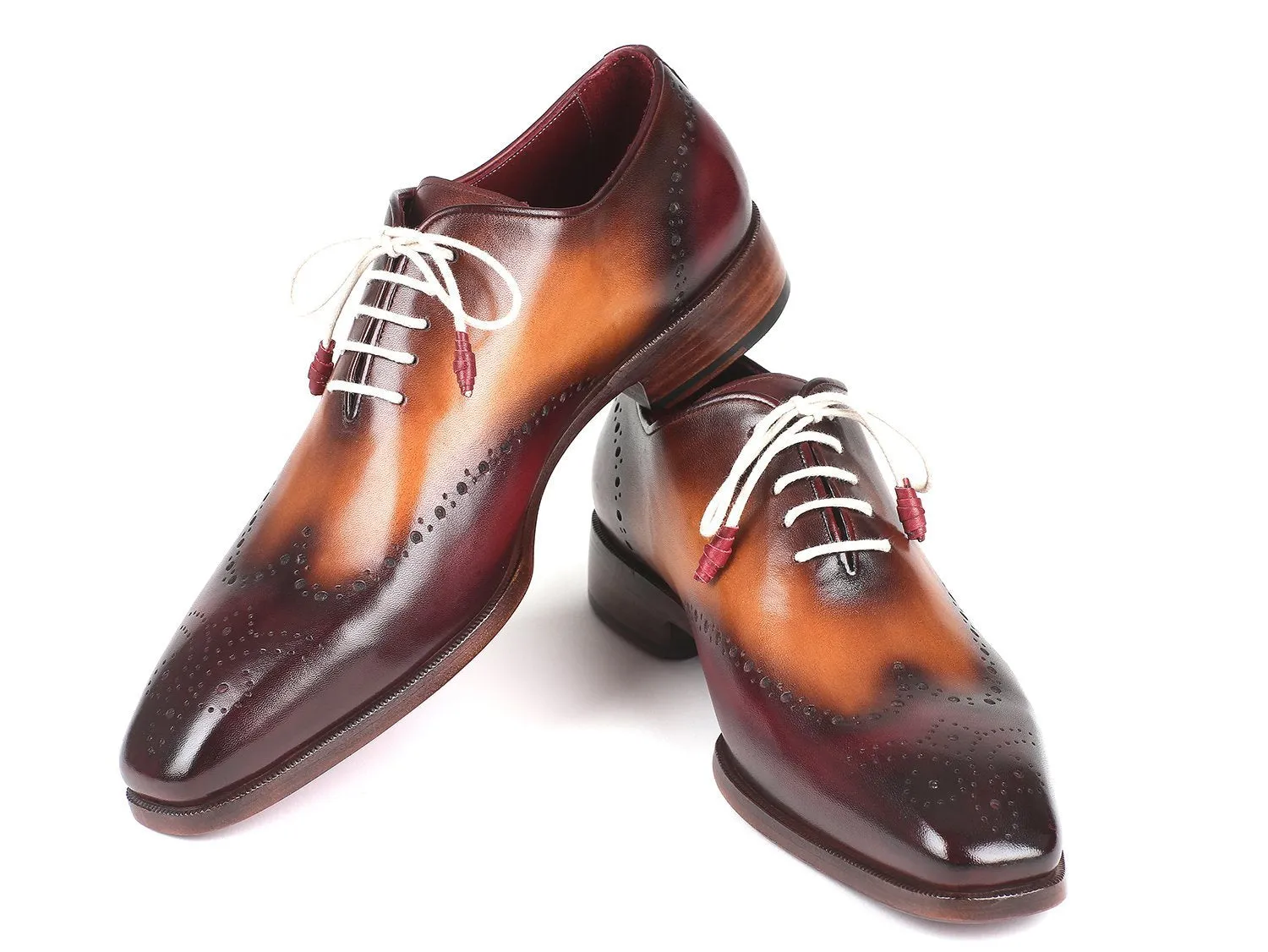 Paul Parkman Bordeaux & Camel Wingtip Oxfords (ID#097BY30)