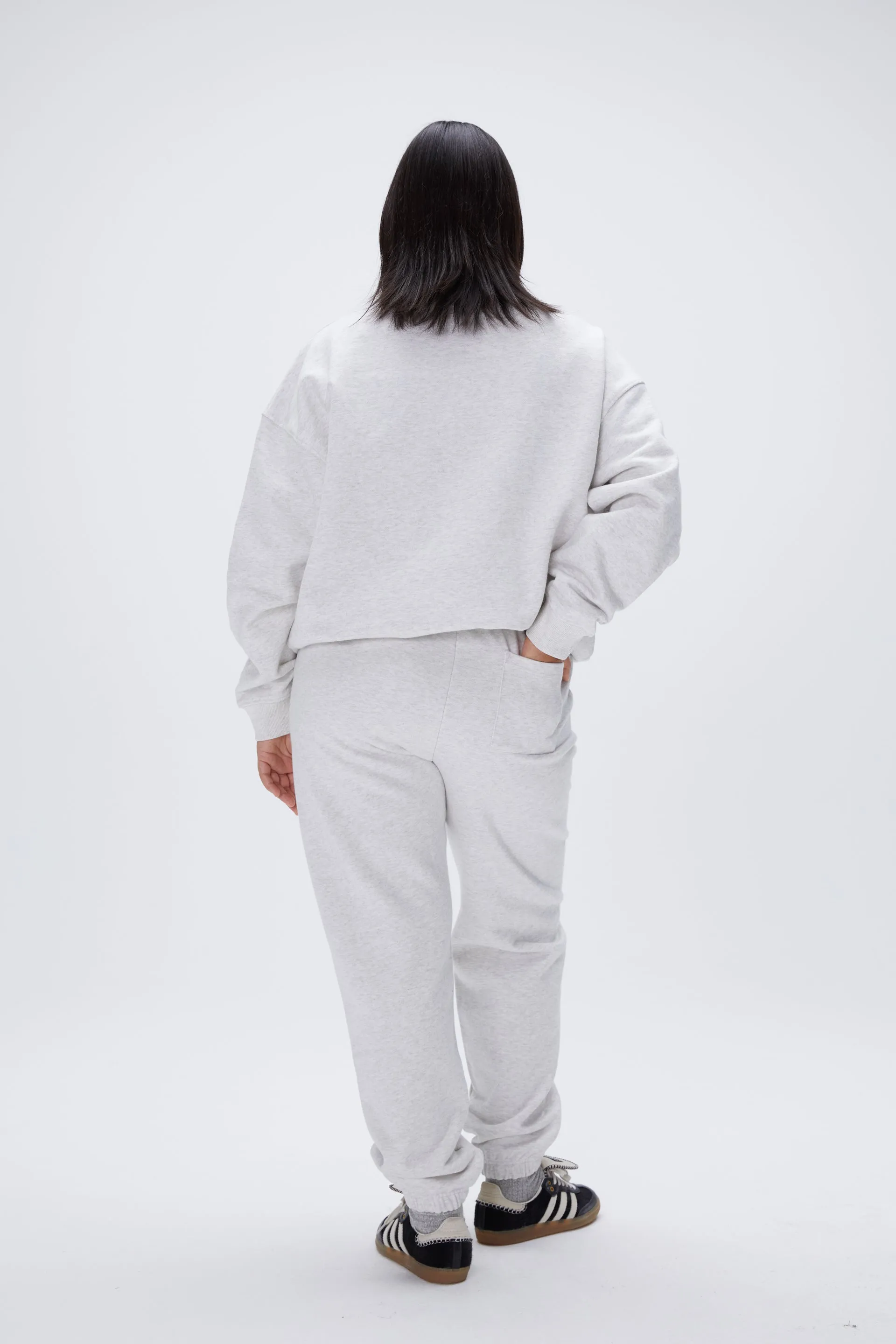 Performance Oversized Funnel Neck Zip Sweatshirt - Light Grey Melange