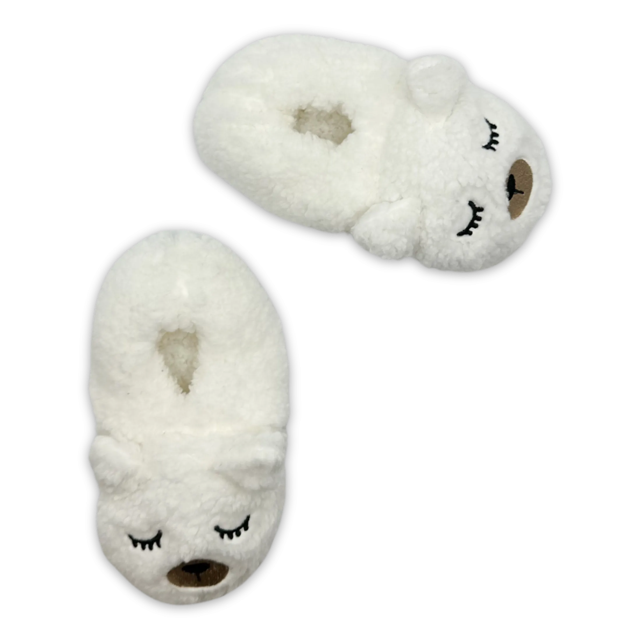 Polar Bear with 3D Ears Puff Head Fuzzy Babba® Slipper Socks