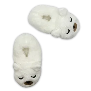 Polar Bear with 3D Ears Puff Head Fuzzy Babba® Slipper Socks