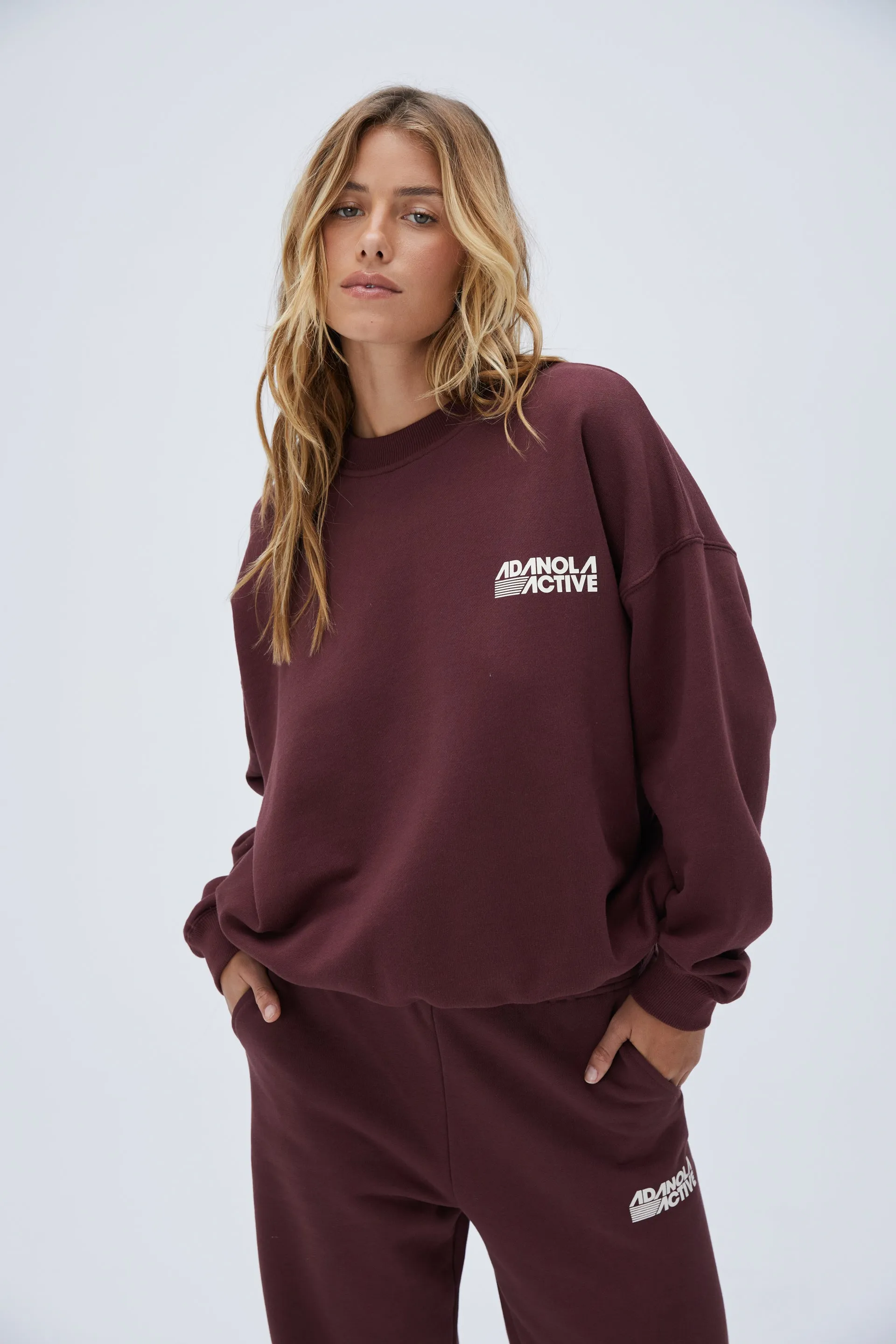 Retro Sport Oversized Sweatshirt - Burgundy