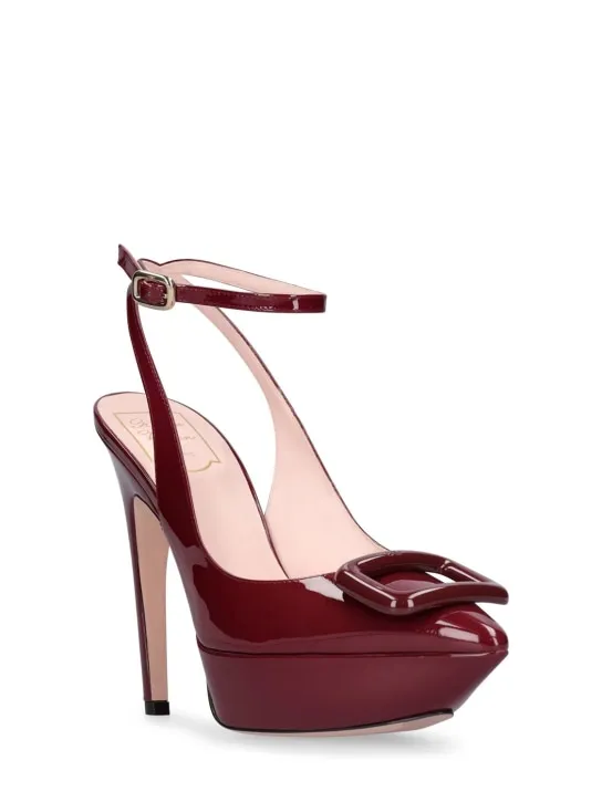 Roger Vivier   125mm Choc patent leather slingbacks 