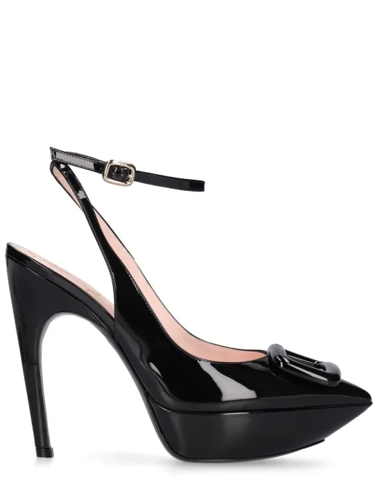 Roger Vivier   125mm Choc patent leather slingbacks 