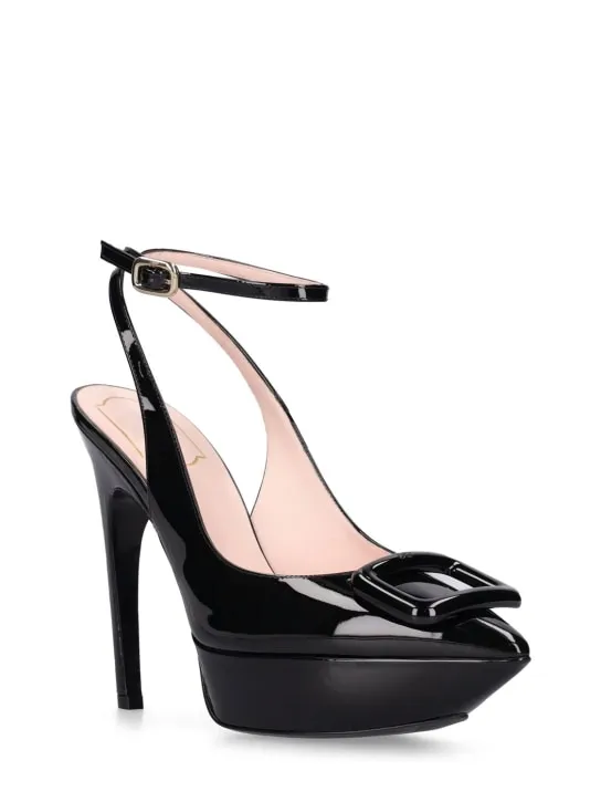 Roger Vivier   125mm Choc patent leather slingbacks 