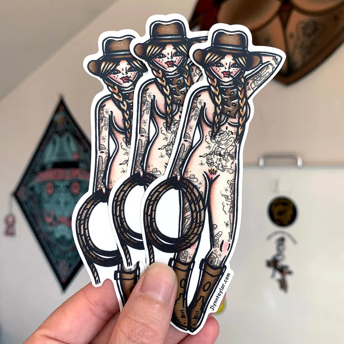 Rope Cowgirl Pinup sticker