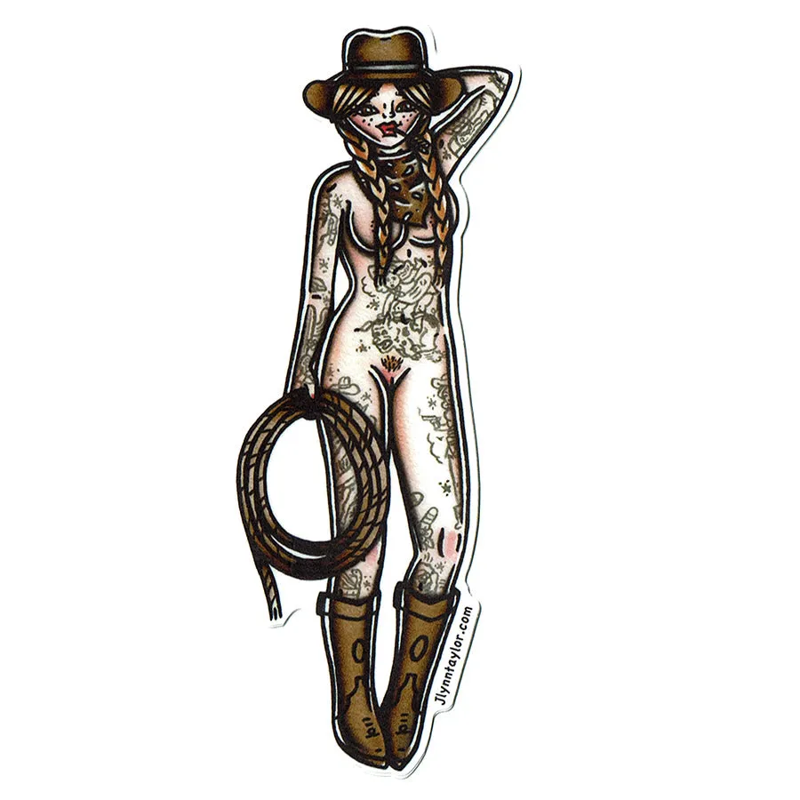 Rope Cowgirl Pinup sticker