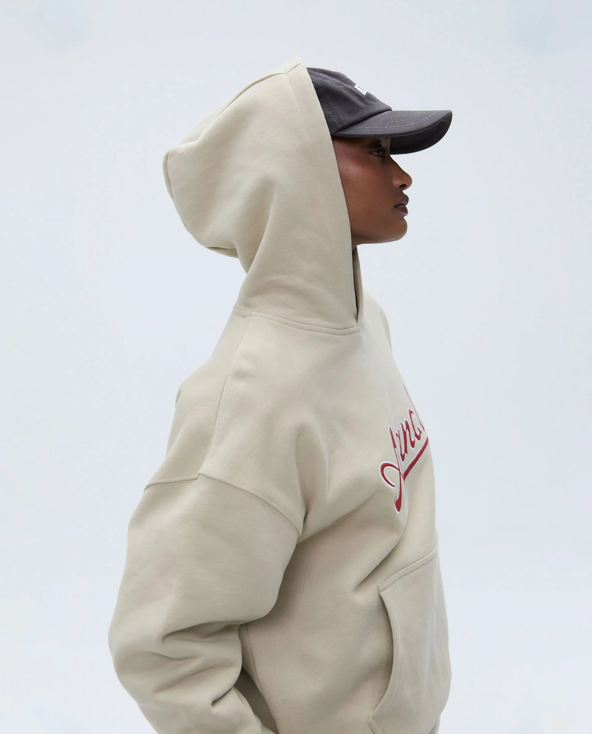 Script Oversized Hoodie - Sand/Vintage Red