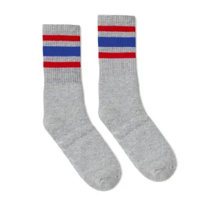 SOCCO All America Striped | Heather Grey Mid Socks