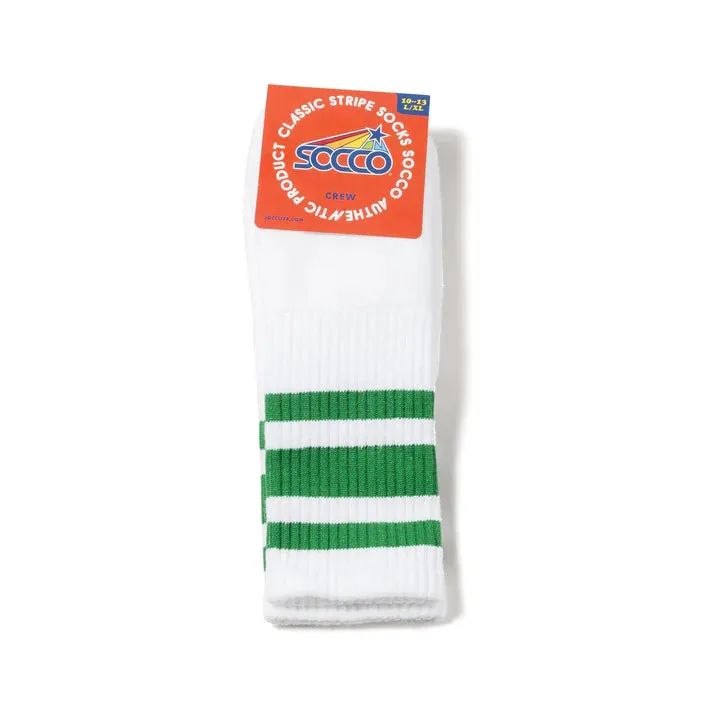 SOCCO Green Striped | White Mid Socks