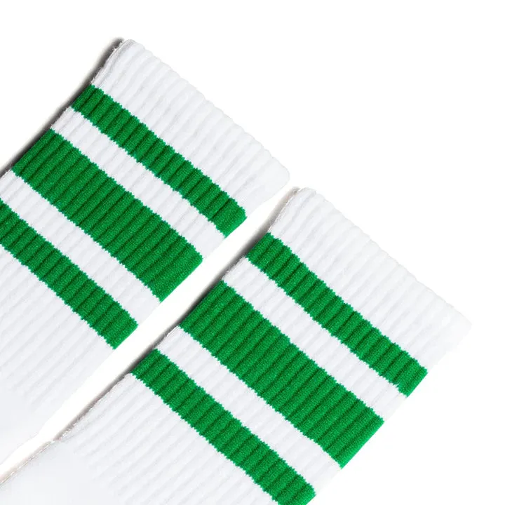 SOCCO Green Striped | White Mid Socks