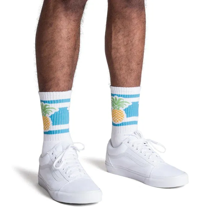 SOCCO Pineapple | White Mid Socks