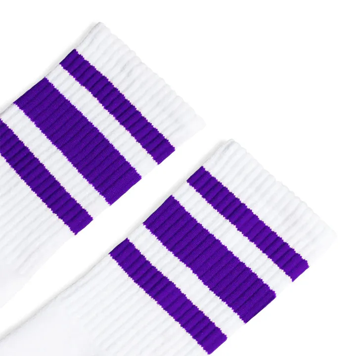 SOCCO Purple Striped | White Mid Socks