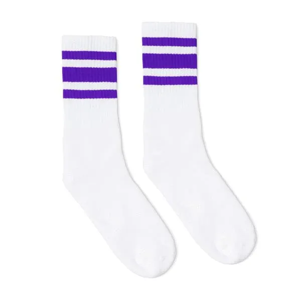 SOCCO Purple Striped | White Mid Socks