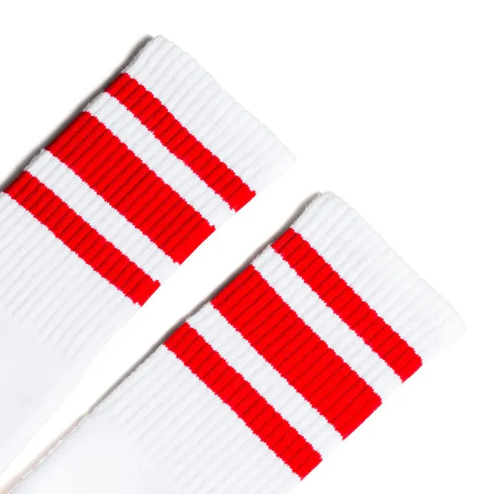 SOCCO Red Striped | White Mid Socks