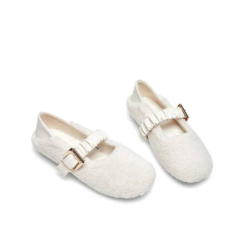 Sohiwoo Women Warm Plush Flat Shoes