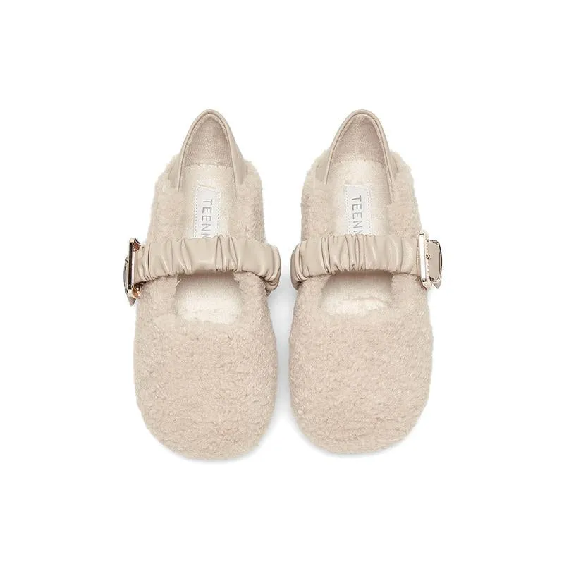 Sohiwoo Women Warm Plush Flat Shoes