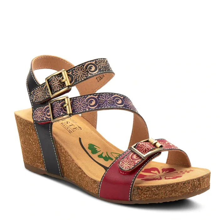 Spring Step Women's L'Artiste Tanja Ankle Strap Sandal - Red Multi