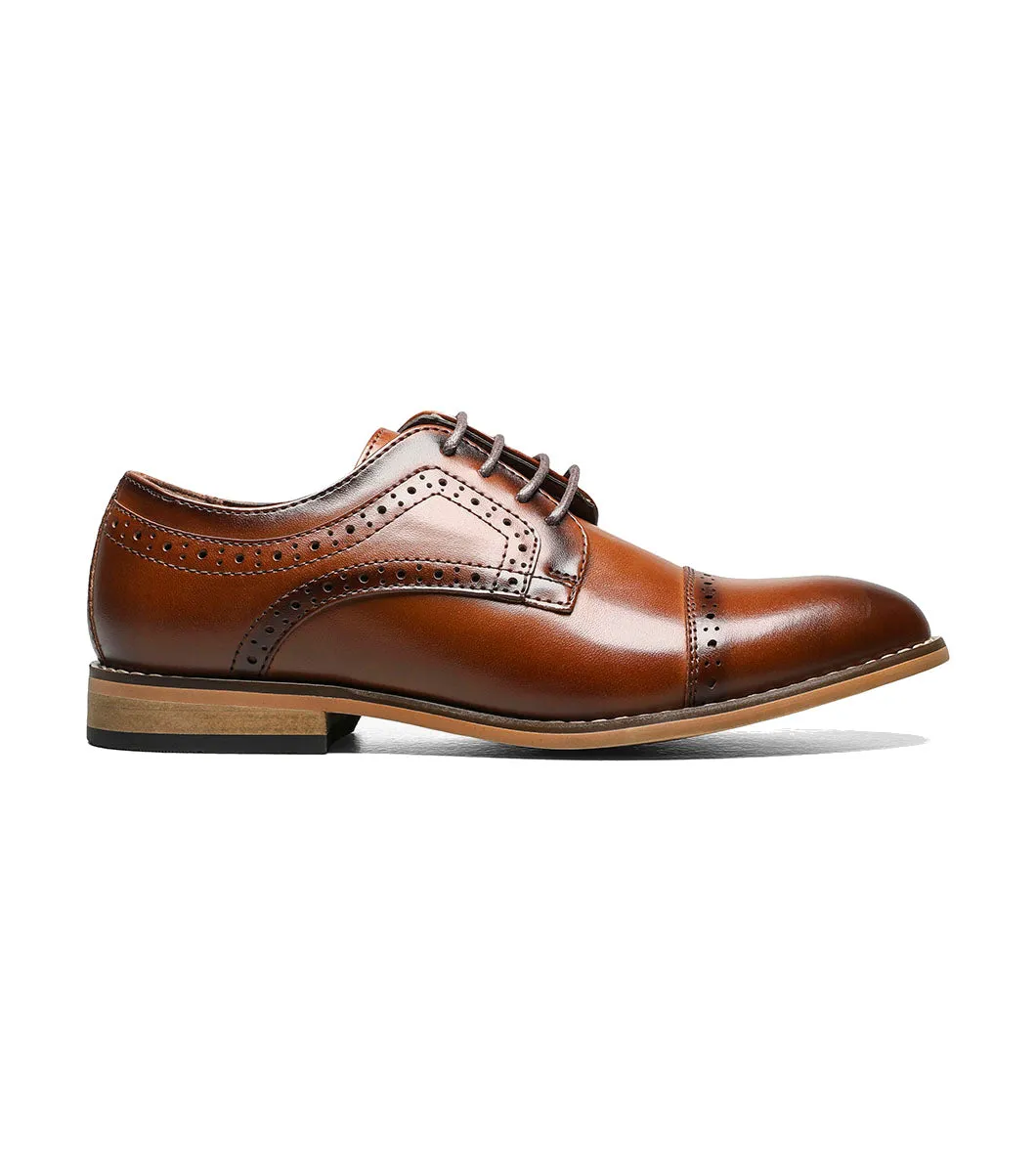 Stacy Adams Boy's Dickinson Cap Toe Oxford - Cognac