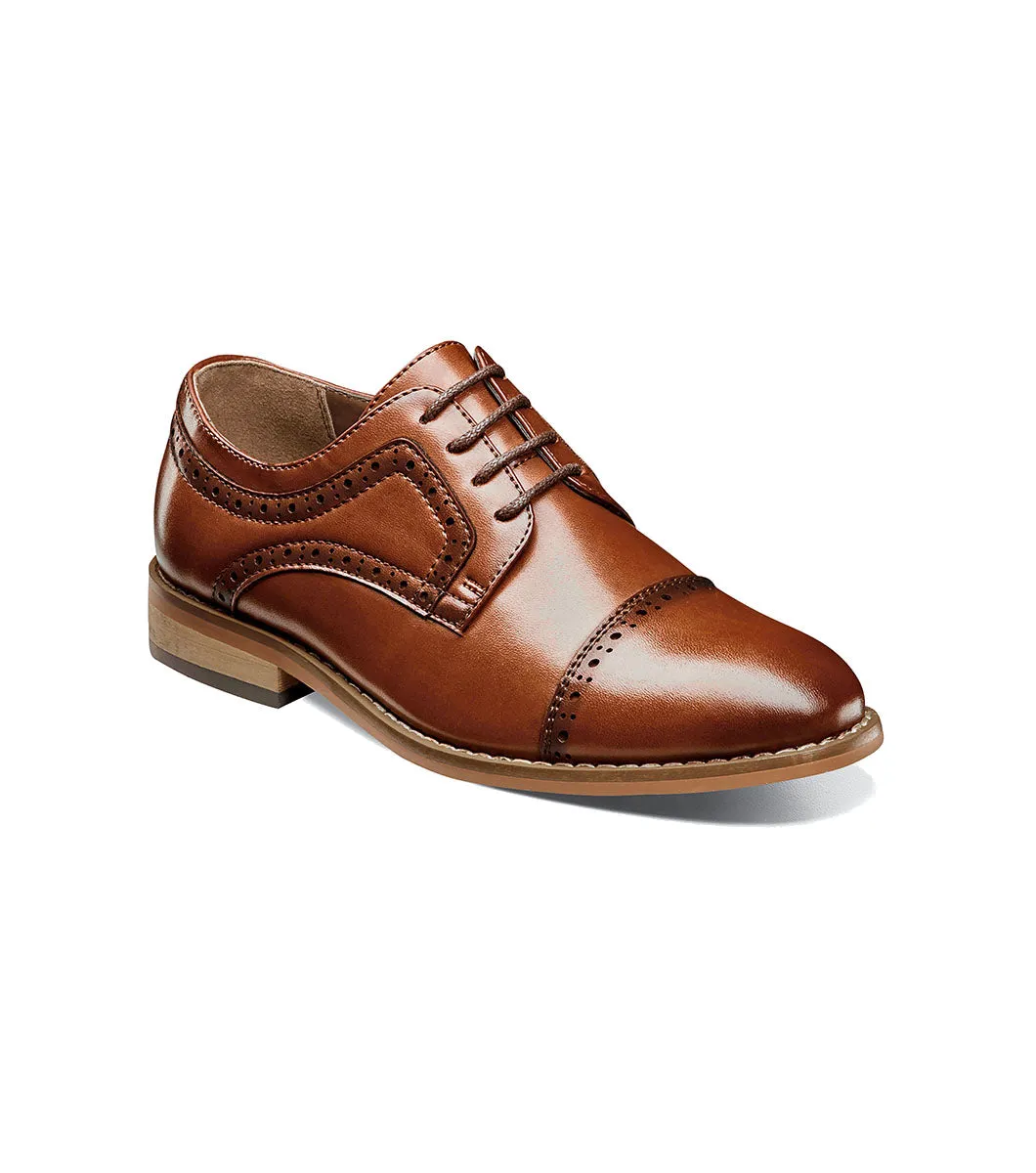 Stacy Adams Boy's Dickinson Cap Toe Oxford - Cognac