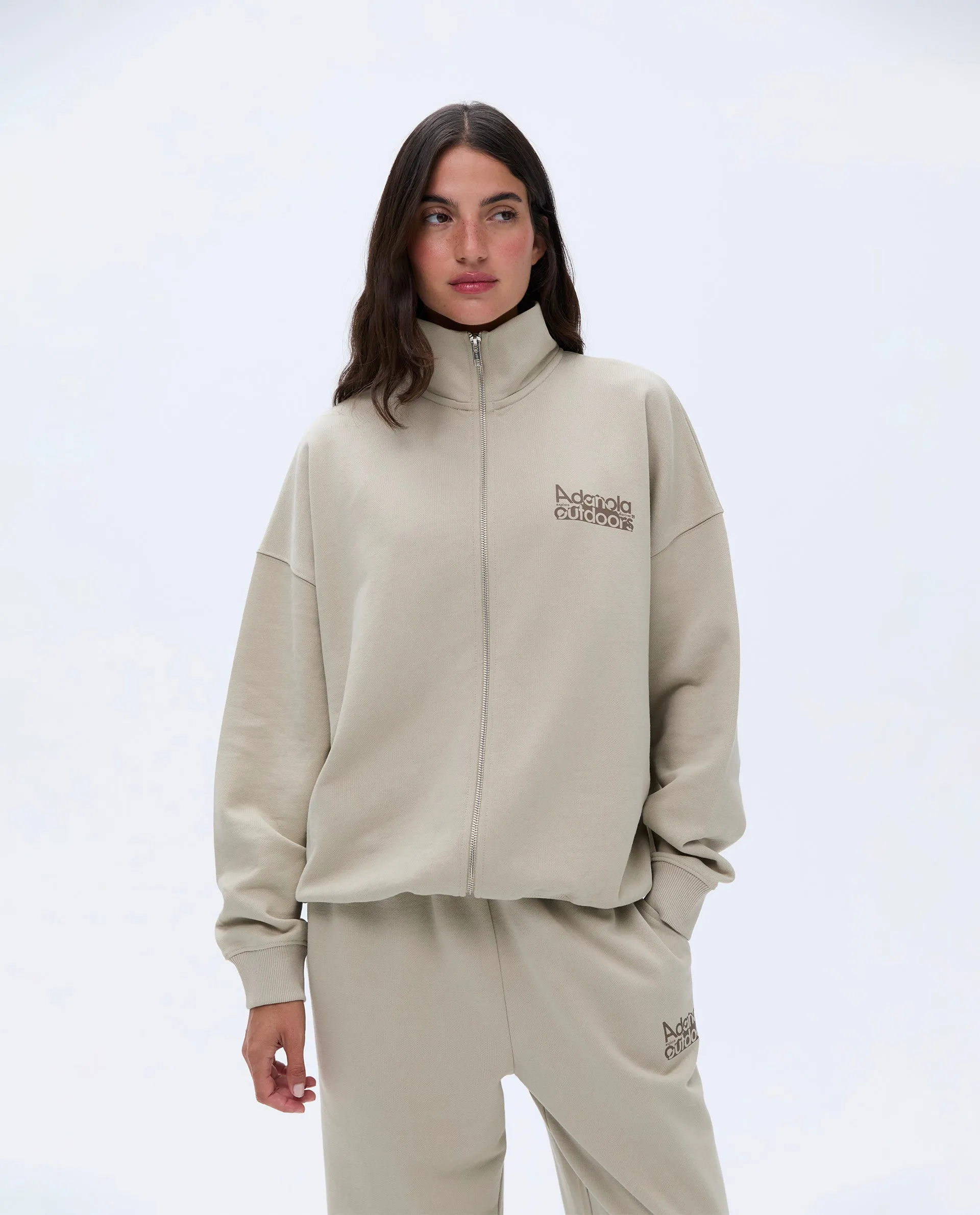 Trail Oversized Funnel Full Zip Sweatshirt - Sand