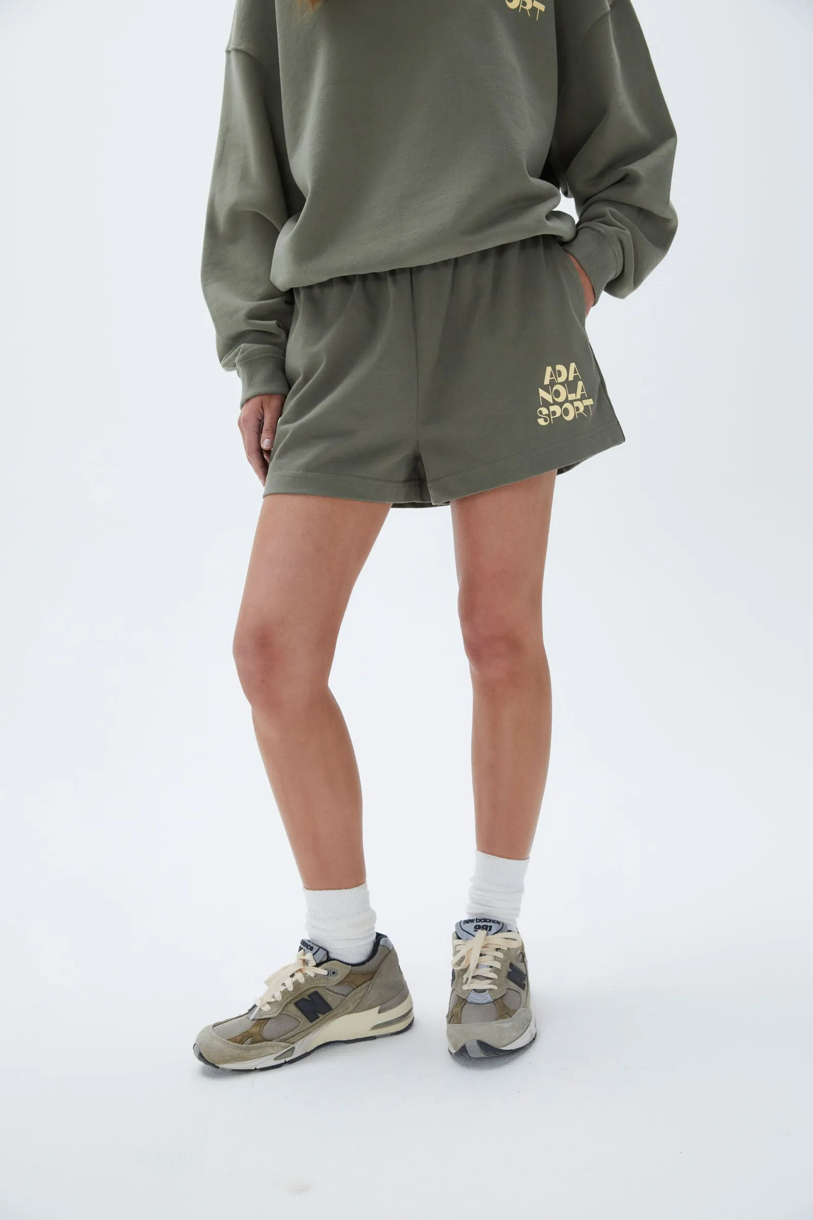 Vacation Cotton Jersey Shorts -  Olive Green