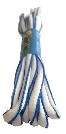 White and Electric Blue Oval Running Shoe Shoelaces - 6mm wide