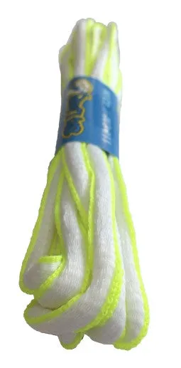 White and Neon Yellow Oval Running Shoe Shoelaces  - 6mm wide