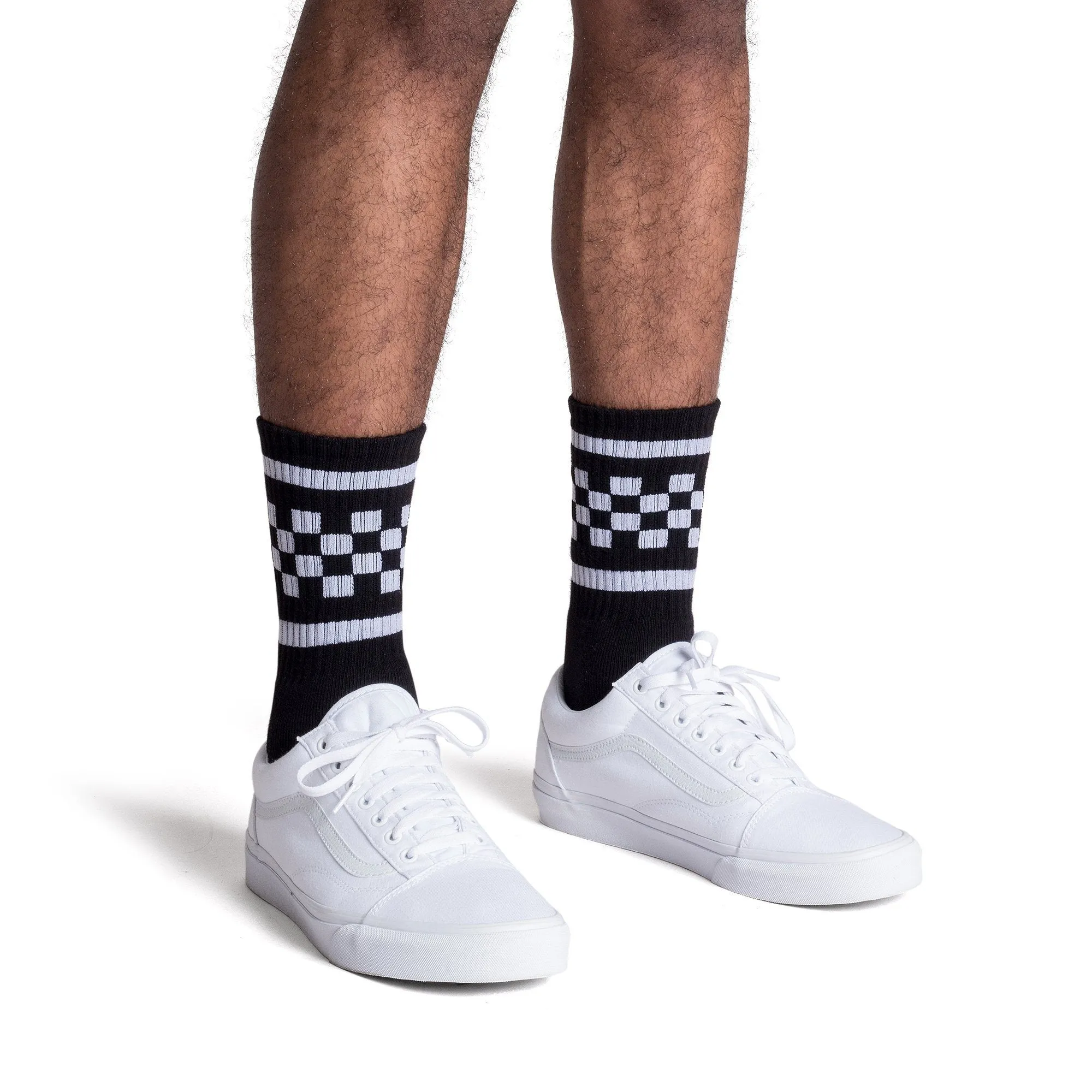 White Checkered Socks | Black