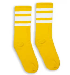 White Striped Socks | Gold