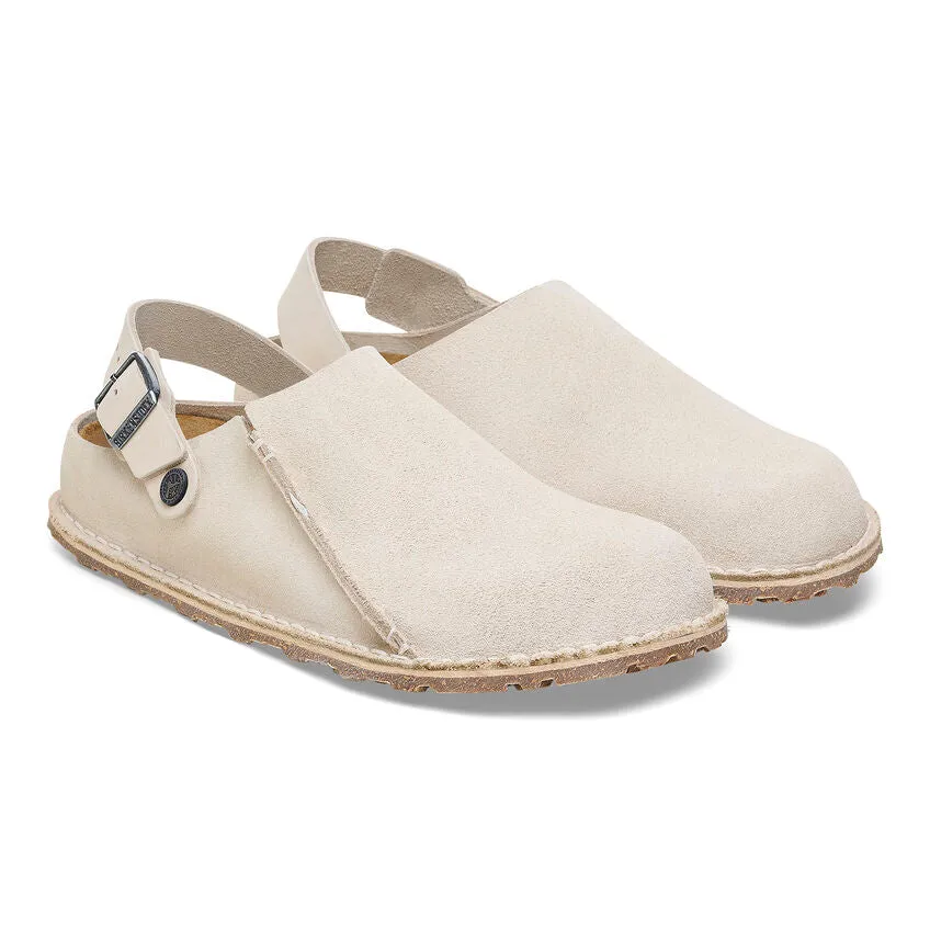 Women's Birkenstock Lutry Premium Suede Narrow 1026346B Color: Eggshell