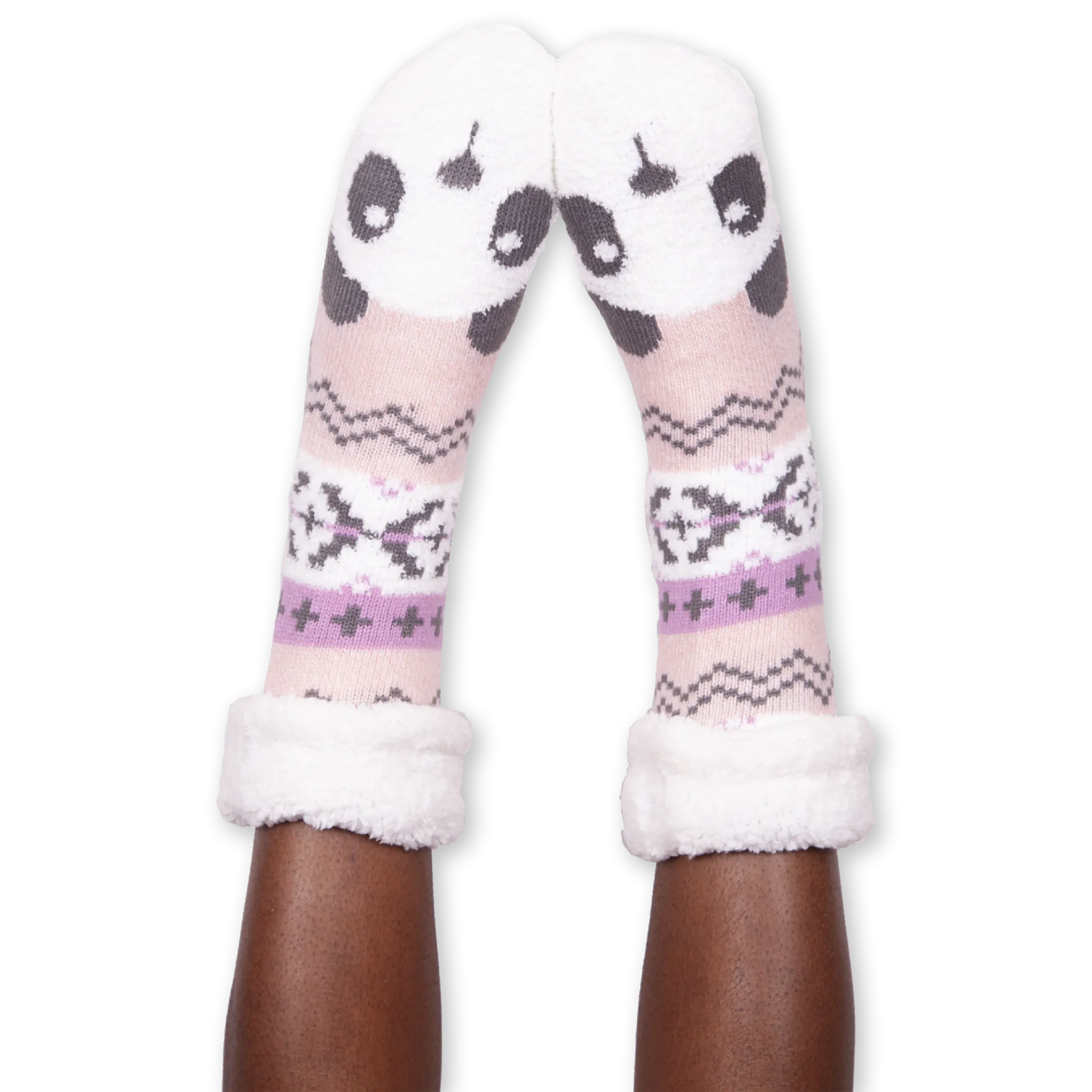 Women's Panda Cozy Warmer Slipper Socks with Sherpa Lining