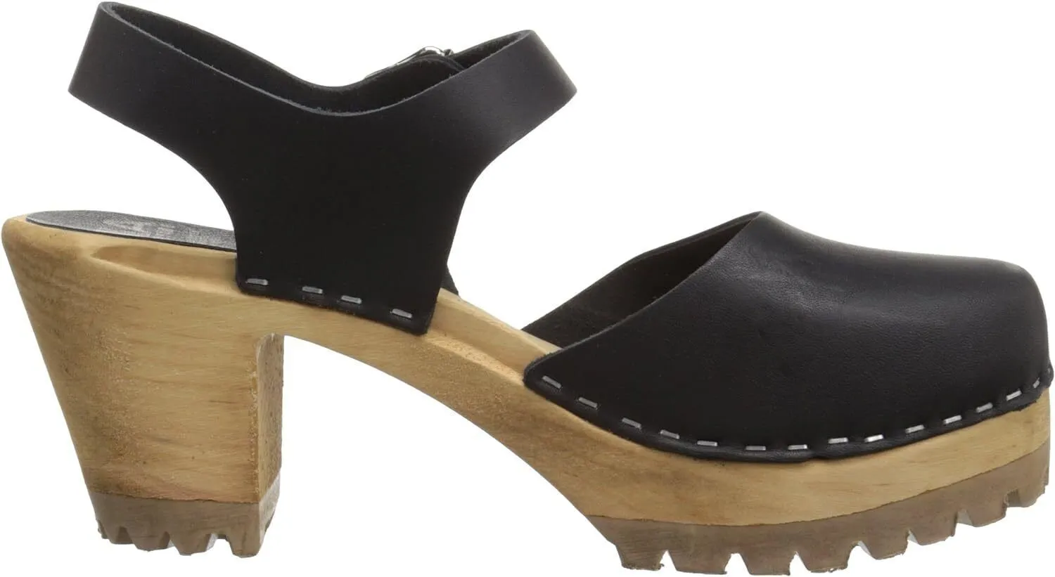 Women's Shoes MIA ABBA Leather Ankle Strap Clogs SW400T BLACK