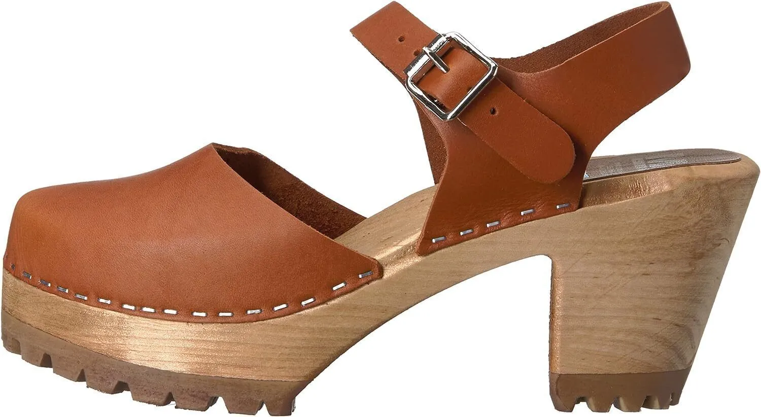 Women's Shoes MIA ABBA Leather Ankle Strap Clogs SW400T LUGGAGE