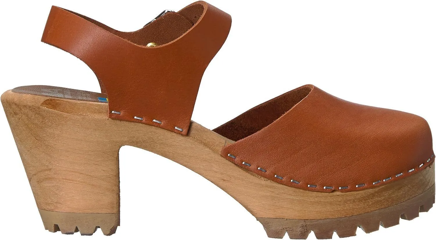 Women's Shoes MIA ABBA Leather Ankle Strap Clogs SW400T LUGGAGE