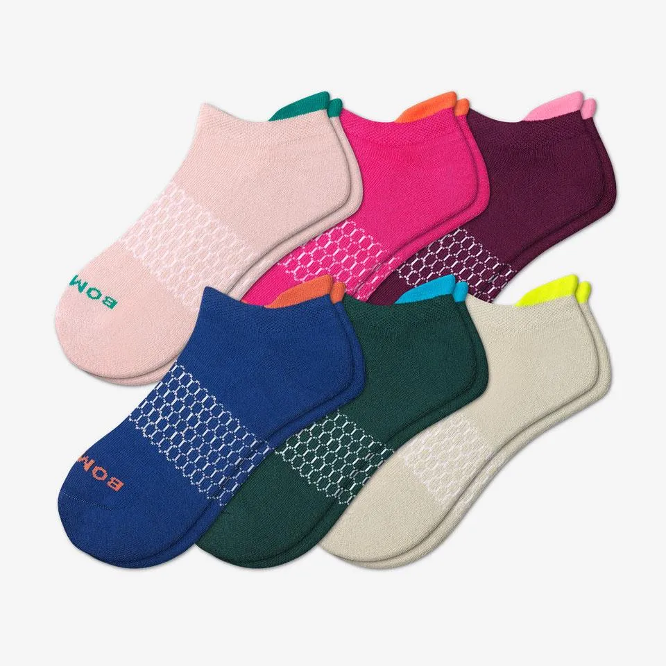 Women's Solid Neon Tipping Ankle Sock 6-Pack