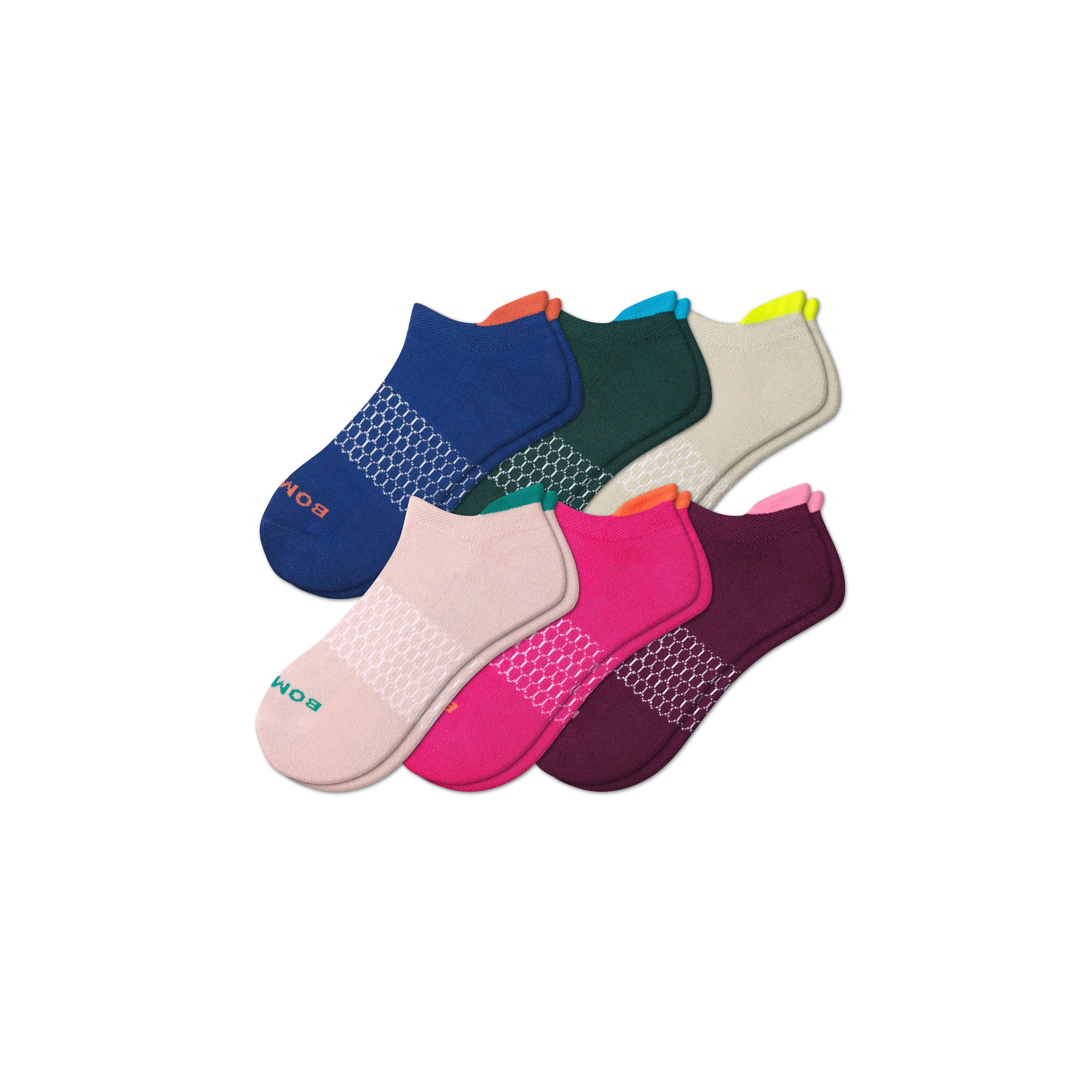 Women's Solid Neon Tipping Ankle Sock 6-Pack