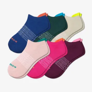 Women's Solid Neon Tipping Ankle Sock 6-Pack