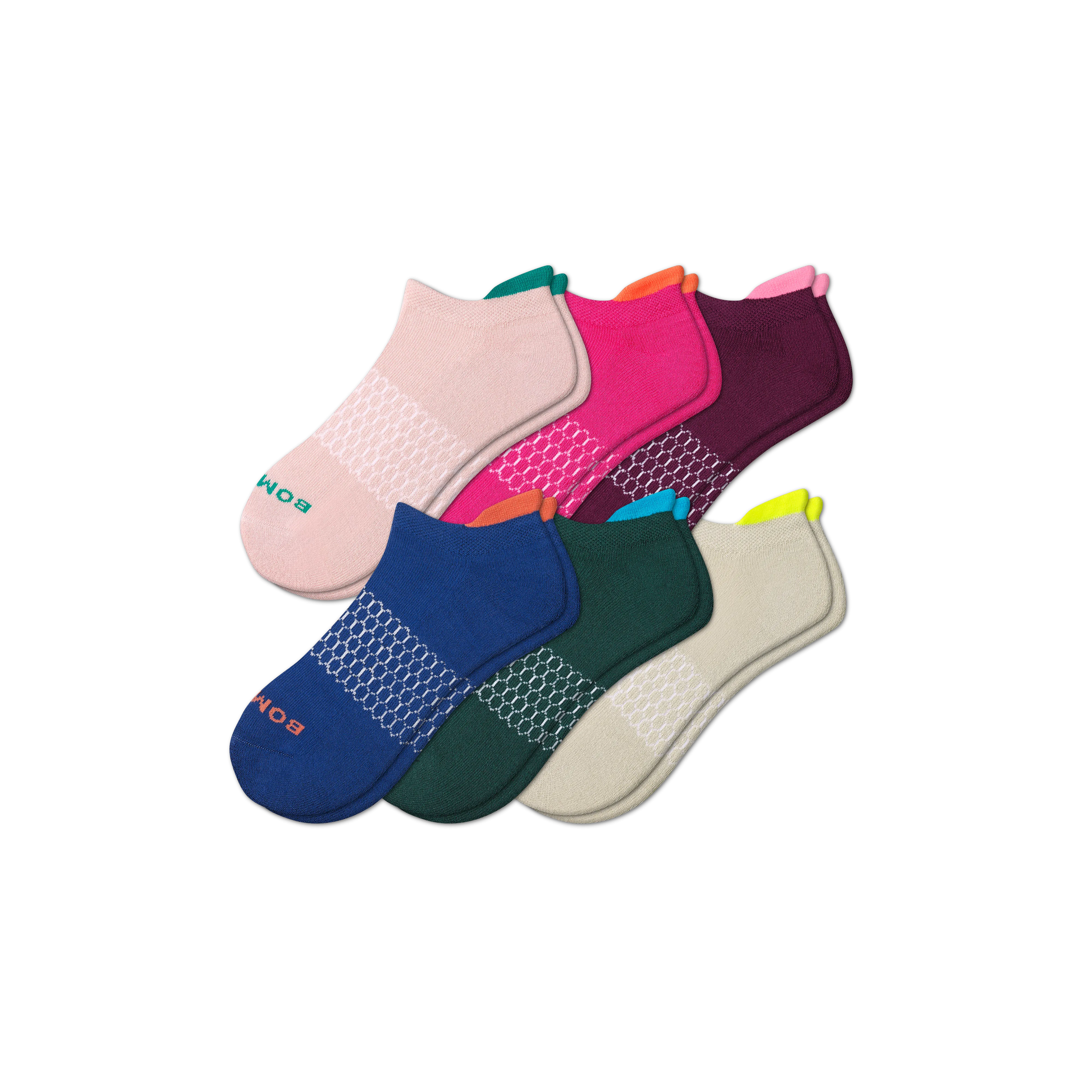 Women's Solid Neon Tipping Ankle Sock 6-Pack