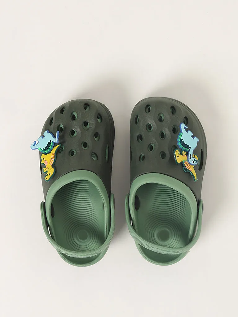 Yellow Applique-Design Green Clogs